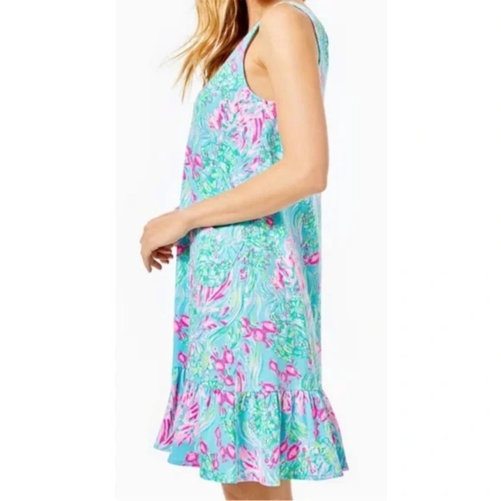 Lilly Pulitzer Kristen Flounce Dress Amalfi Blue Best Fishes Size Medium NWT - Picture 3 of 8